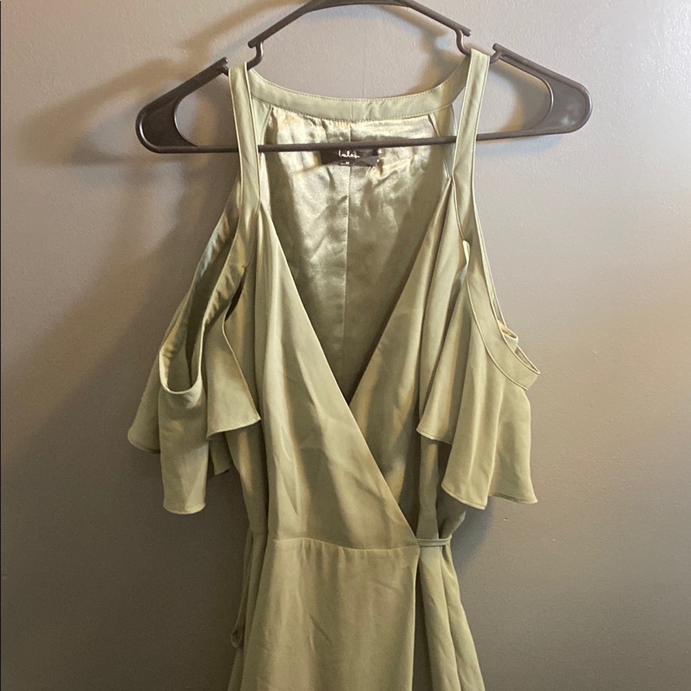 Lulu's Green Asymmetrical Sundress with Cold Shoulder